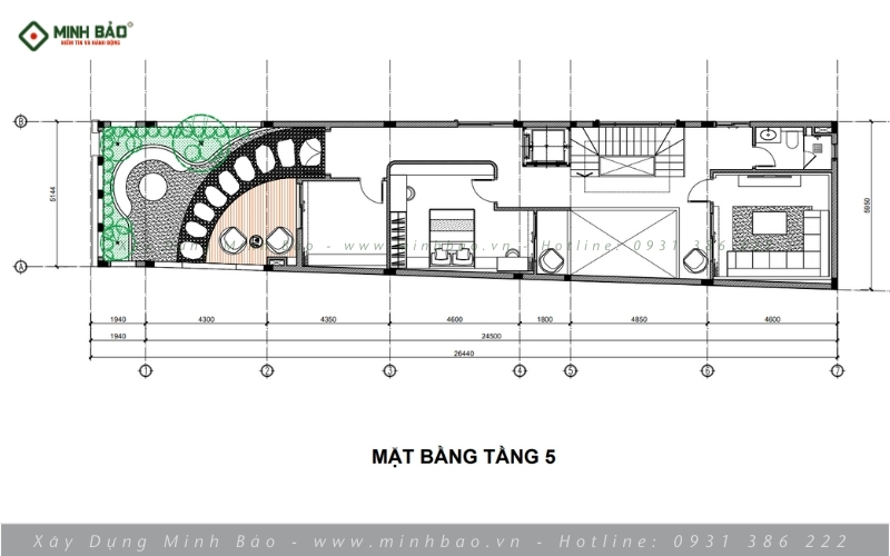Bố trí mặt bằng tầng 5