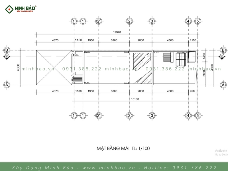 Bố trí mặt bằng tầng mái