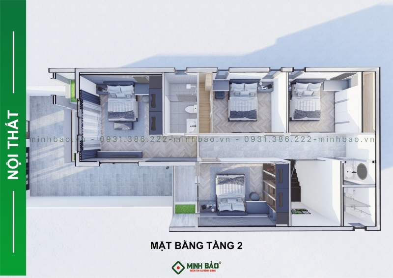 Mặt bằng bố trí nội thất tầng 2