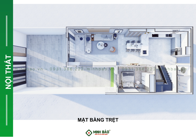 Mặt bằng bố trí nội thất tầng trệt