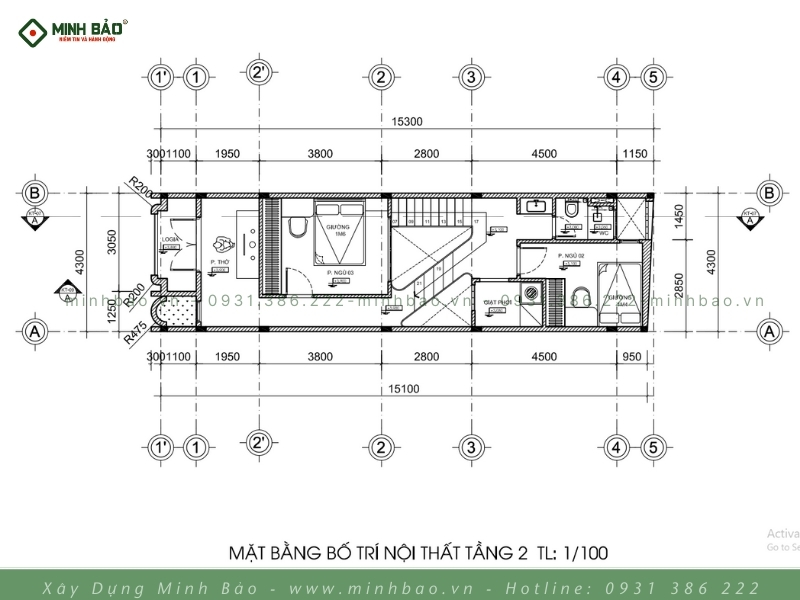 Bố trí nội thất tầng 2