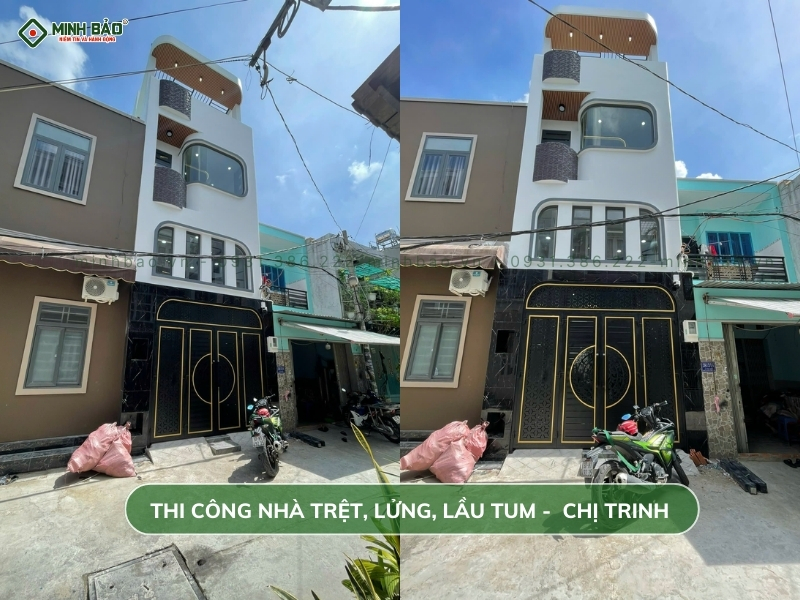 Công trình xây nhà trệt lửng lầu tum