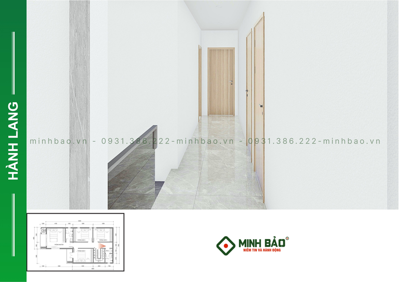 Hành lang thoáng đãng, đảm bảo sự riêng tư cho các phòng