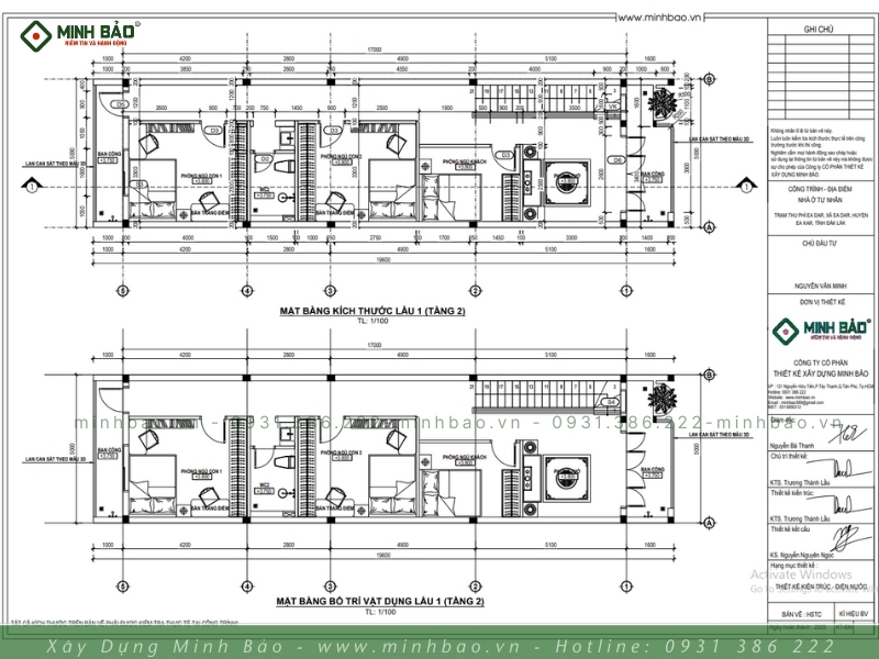 Mặt bằng tầng 2 - mẫu thiết kế nhà 2 tầng đẹp