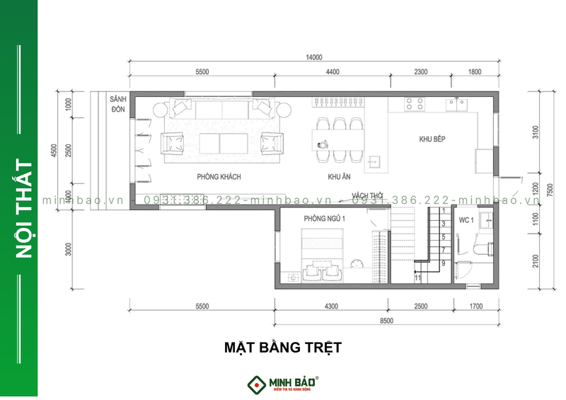 Mặt bằng tầng trệt