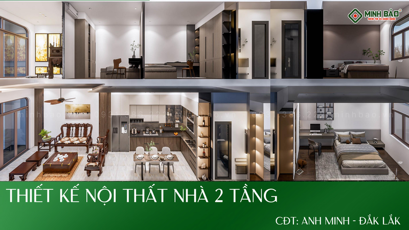 Mặt cắt mẫu thiết kế nhà 2 tầng đẹp