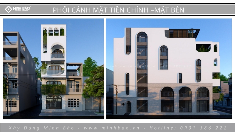 Mặt tiền chính và mặt bên