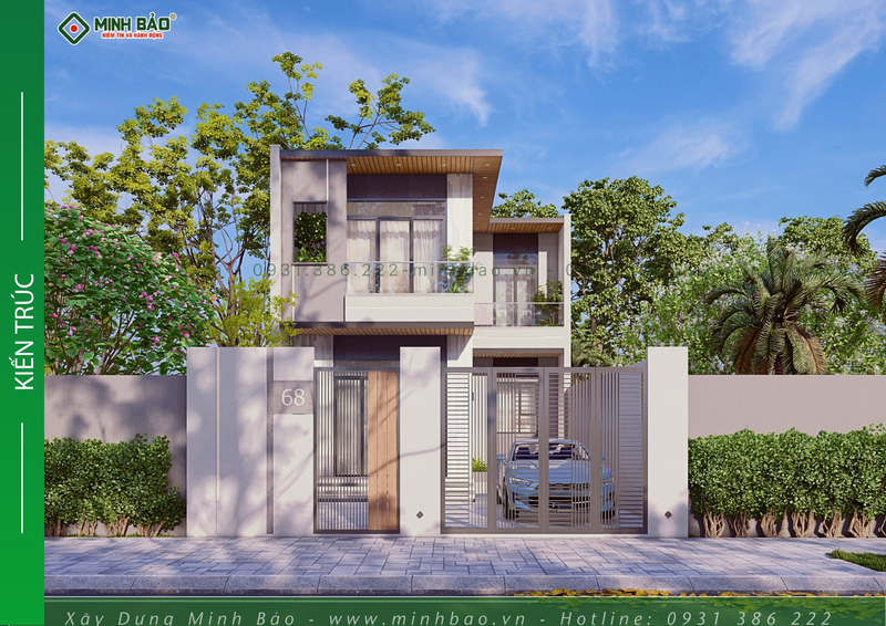 Mặt tiền thiết kế nhà 2 tầng chữ L