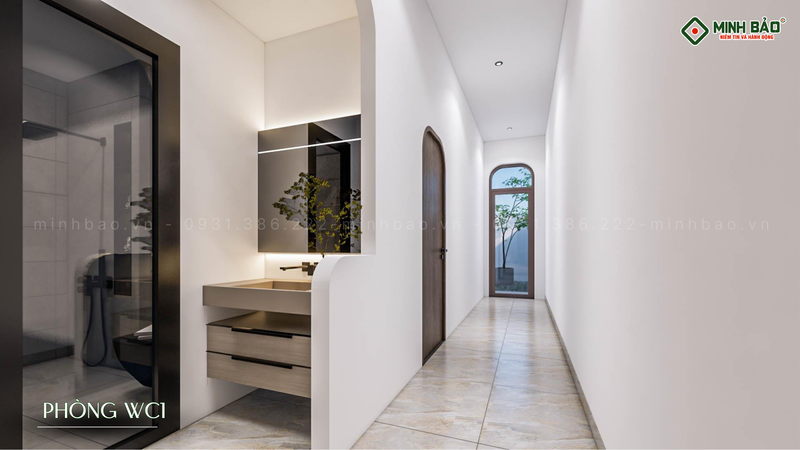 Nhà vệ sinh tầng 1 nằm giữa nhà