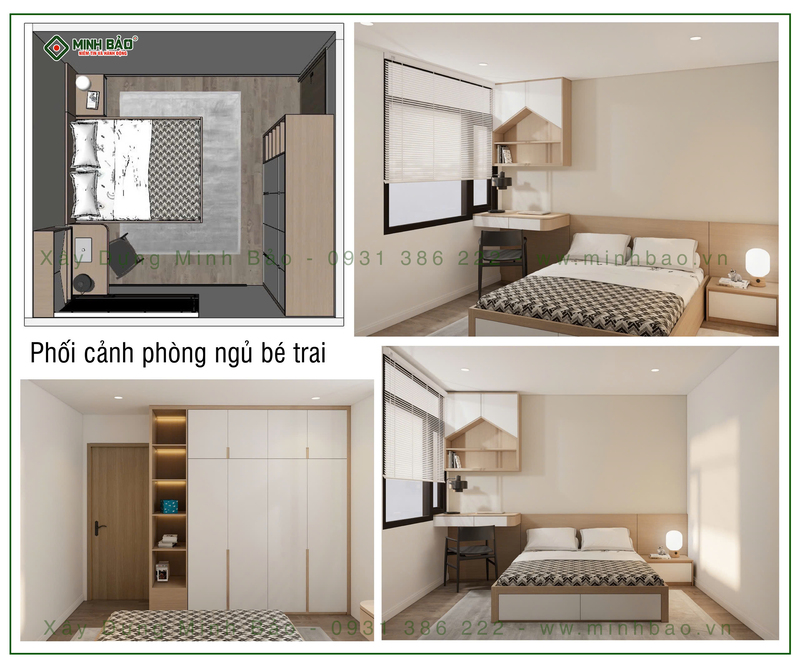 Phối cảnh phòng ngủ bé trai