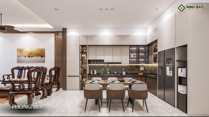 Phòng bếp liền phòng khách