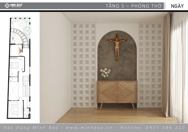 Phòng thờ nằm ngay sau sân thượng