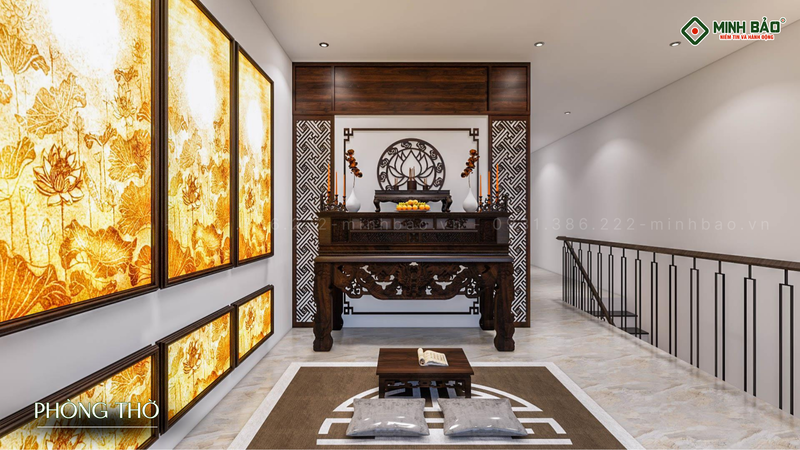 Phòng thờ mẫu thiết kế nhà 2 tầng đẹp