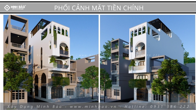 Thiết kế nhà 5 tầng 136m2 mặt tiền chính