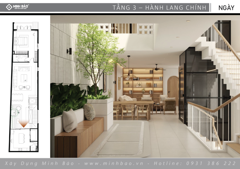 Tiểu cảnh nằm dưới ô giếng trời