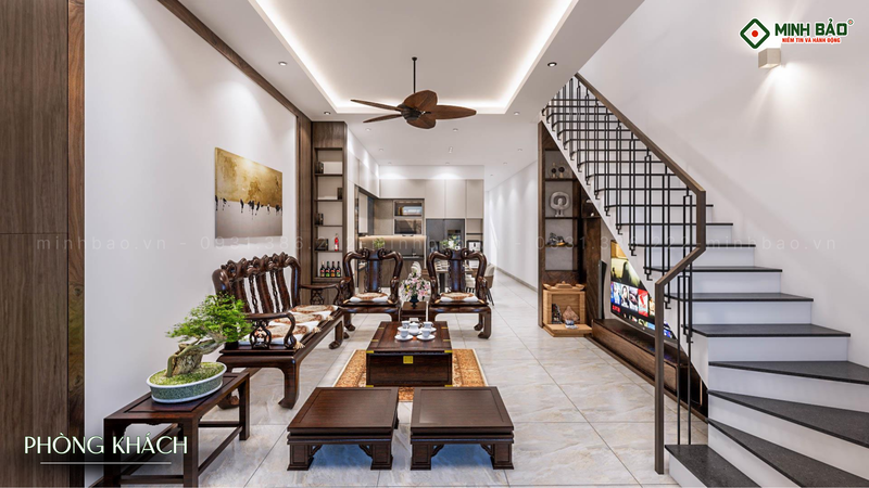 Tổng quan tầng trệt mẫu thiết kế nhà 2 tầng đẹp