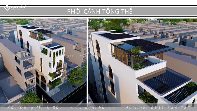 Tổng thể thiết kế nhà 5 tầng 136m2