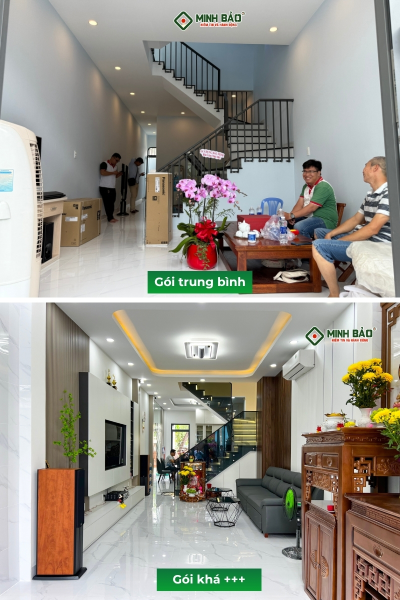 Các gói dịch vụ khác nhau ở vật liệu hoàn thiện nhà