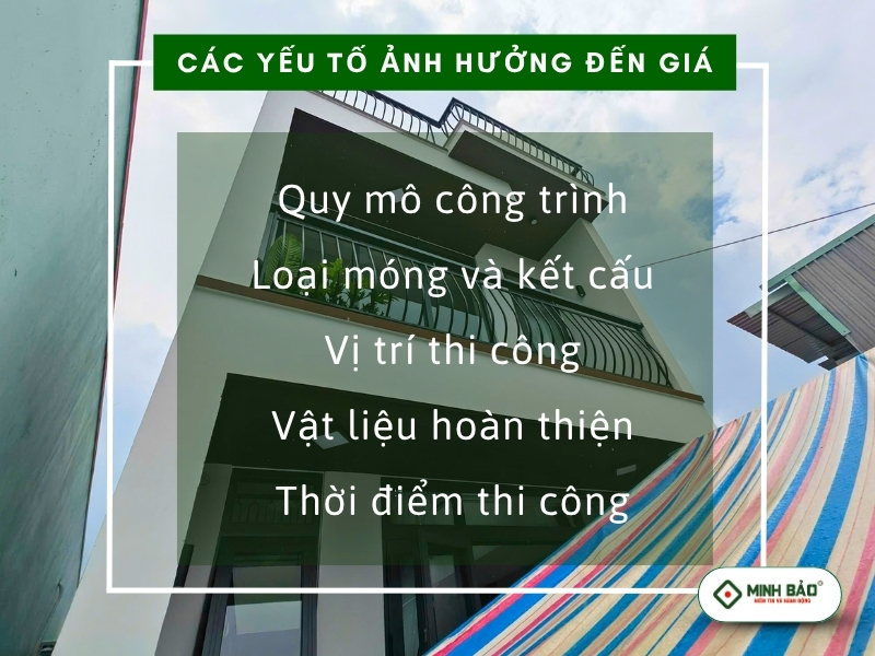 Các yếu tố ảnh hưởng đến giá xây nhà trọn gói phường Thới An HCM