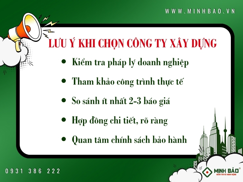 Lưu ý khi chọn công ty xây dựng