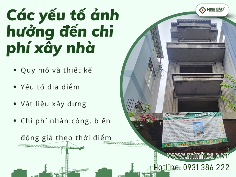 Các yếu tố ảnh hưởng đến chi phí xây nhà