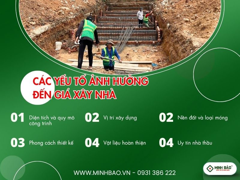 Các yếu tố ảnh hưởng đến giá xây nhà 