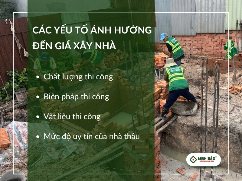 Các yếu tố ảnh hưởng đến giá xây nhà