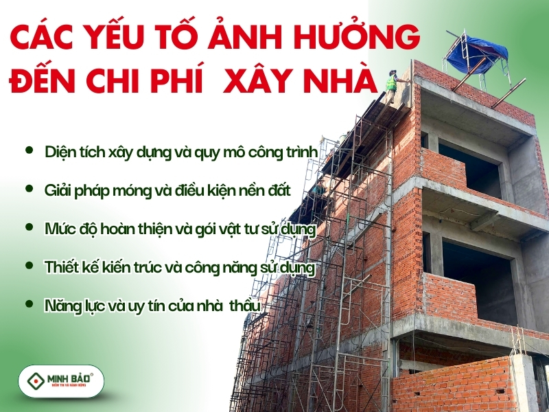 Các yếu tố nào ảnh hưởng đến chi phí xây nhà?
