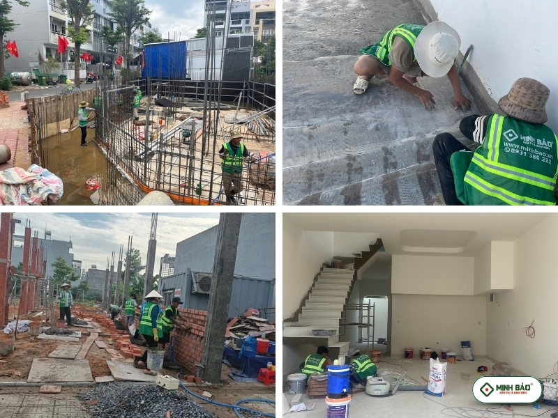 Công nhân Minh Bảo thi công xây dựng nhà