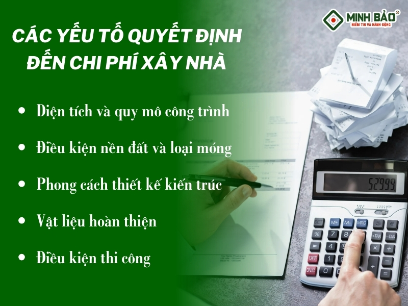 Các yếu tố nào ảnh hưởng đến chi phí xây nhà?