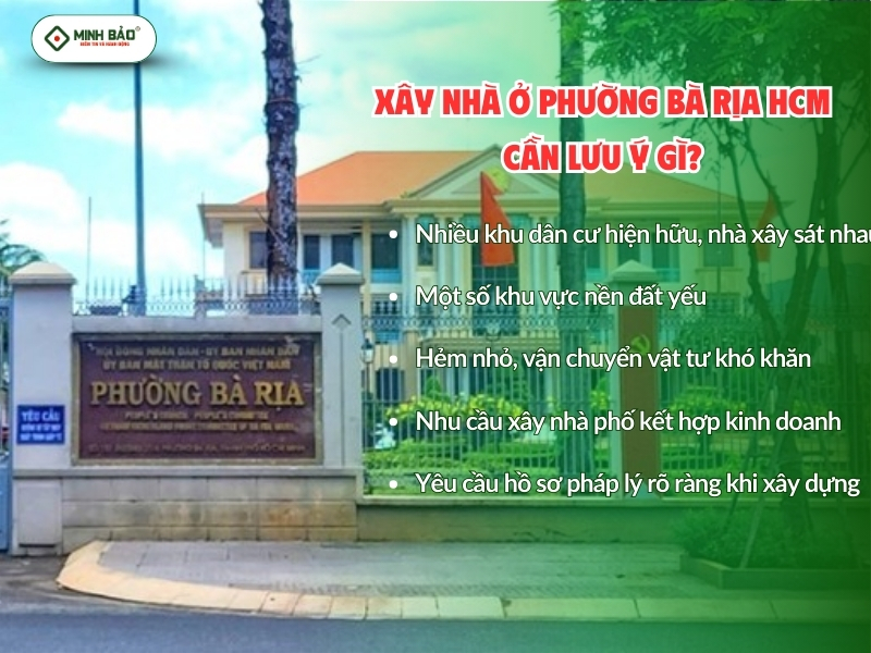 Xây nhà ở phường Bà Rịa HCM cần lưu ý gì?