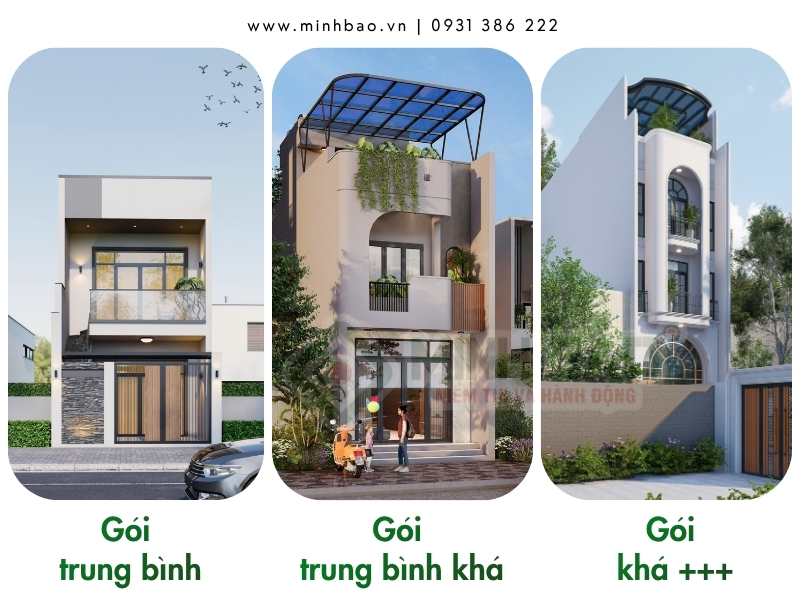 Sự khác nhau giữa 3 gói dịch vụ xây nhà