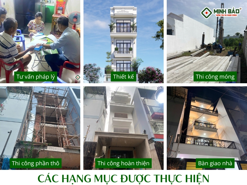 Các hạng mục công việc được thực hiện trong xây nhà trọn gói