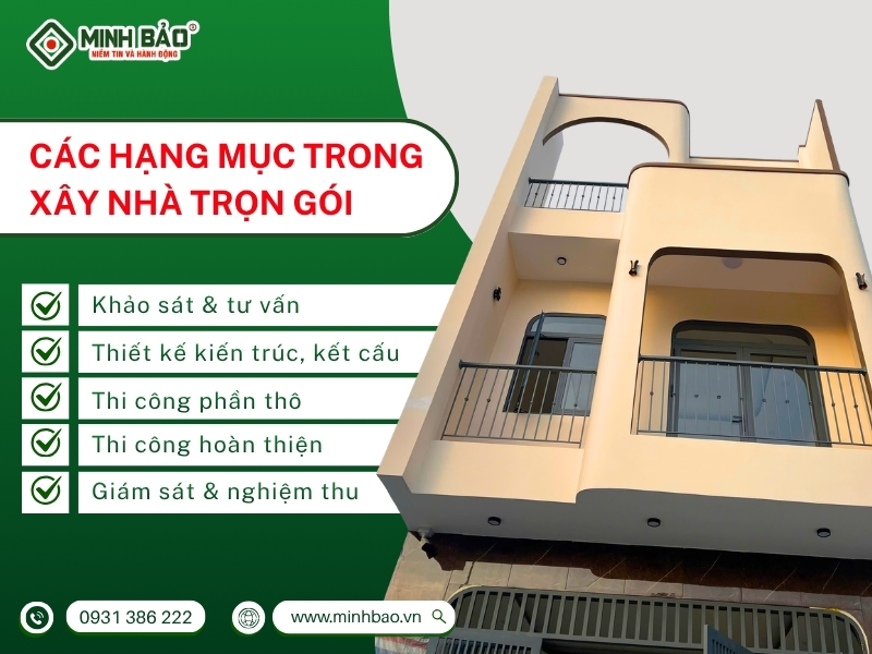 Các hạng mục trong xây nhà trọn gói