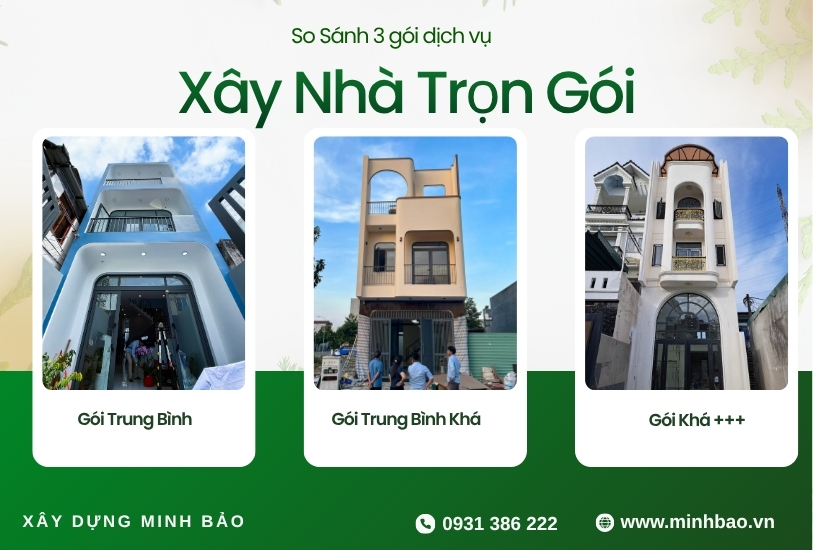 So sánh 3 gói dịch vụ xây nhà trọn gói