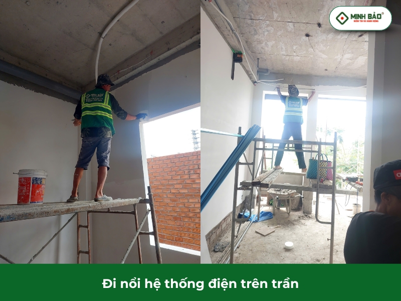 Đi dây điện nổi trên trần
