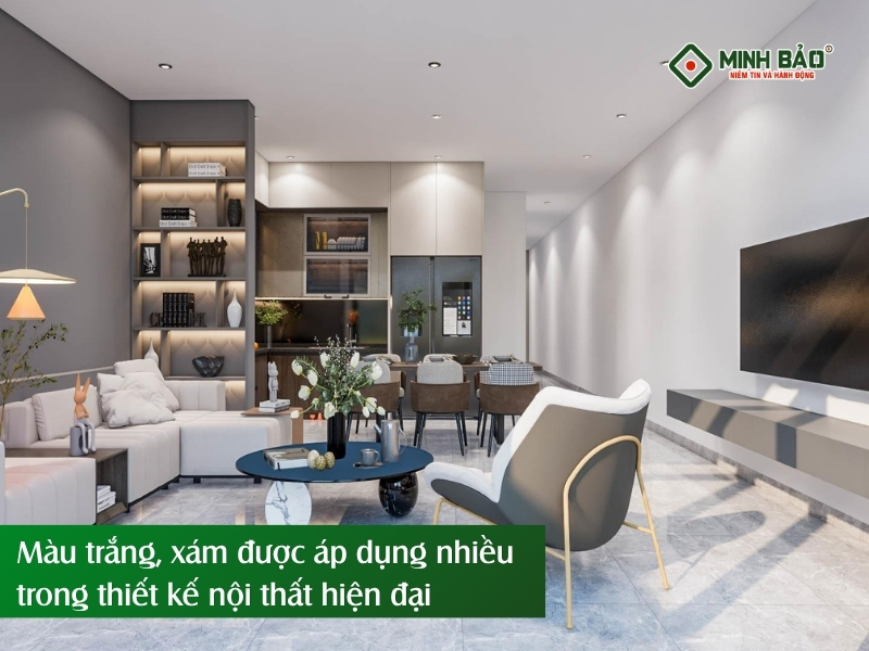 Màu trắng và xám mang lại sự hiện đại