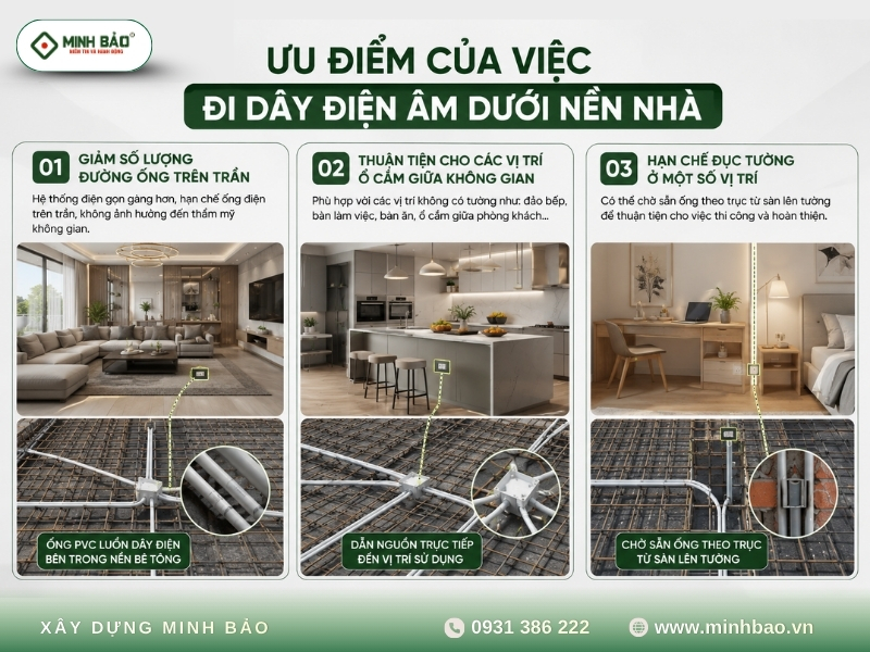 Ưu điểm của việc đi dây điện âm dưới nền nhà